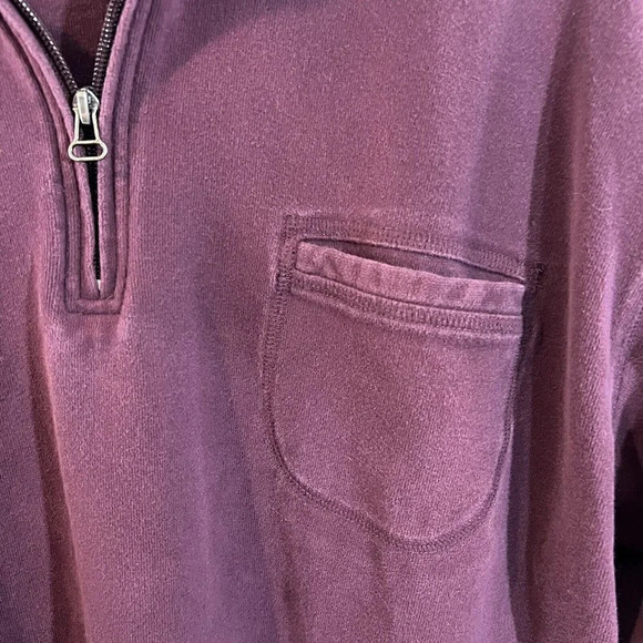 Norm Thompson Quarter Zip Mens Sweater Size XXL Burgundy 100% Cotton Long Sleeve - Picture 4 of 6